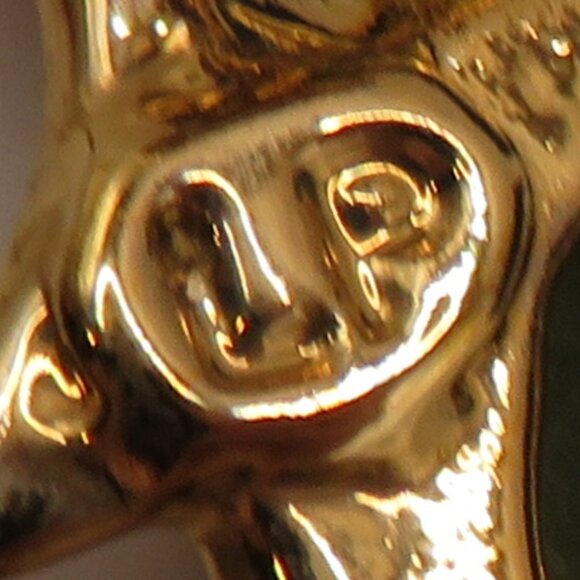 Pan Pacific Jade Dolphin Gold Tone Rhinestone Brooch - Picture 5 of 8